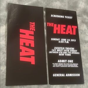 THE HEAT New York Premirre Ticket 2013 Sandra Bullock spy film bond deniro